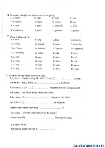 Final test to secondary school