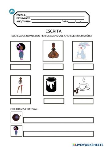 Escrita de palavras e frases