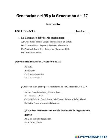 Generación del 98 y del 27