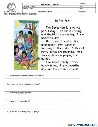 Reading present continous