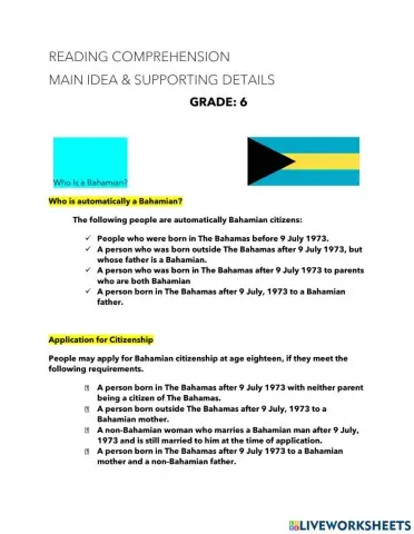 Main Idea & Supporting Details