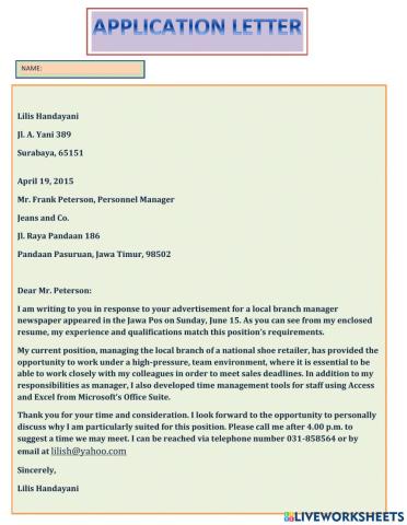Application Letter