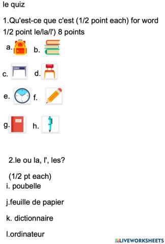 Les articles et les objets de la classe