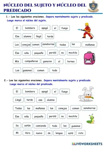 Nucleo del sujeto y predicado