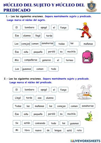 Nucleo del sujeto y predicado
