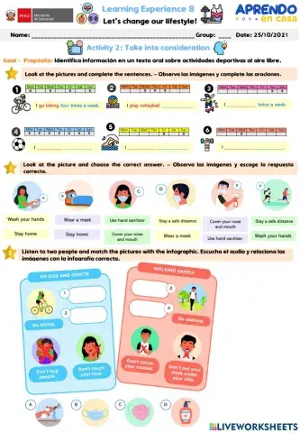 Activity 2 Take into consideration Learning Experience 8 PreA1