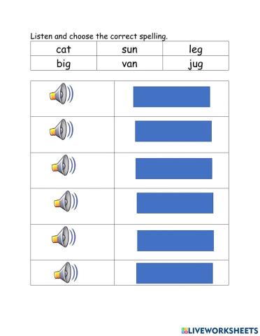 Spelling, short vowel, phonics