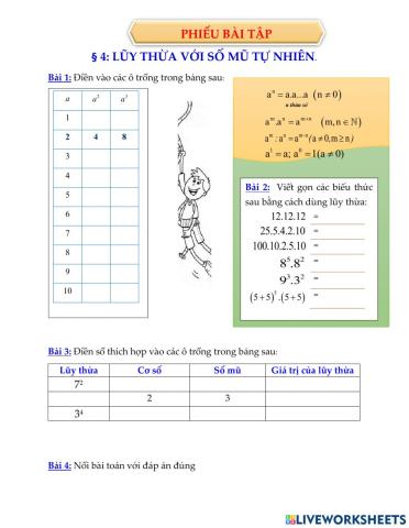 Lũy thừa với số mũ tự nhiên