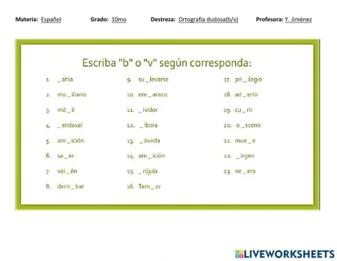 Ortografía dudosa (b-v)