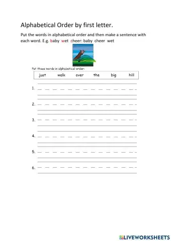 Alphabetical Order with first Letter