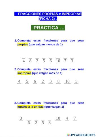 FRACCIONES PROPIAS e IMPROPIAS