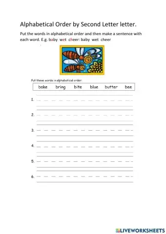 Alphabetical Order with the Second Letter.