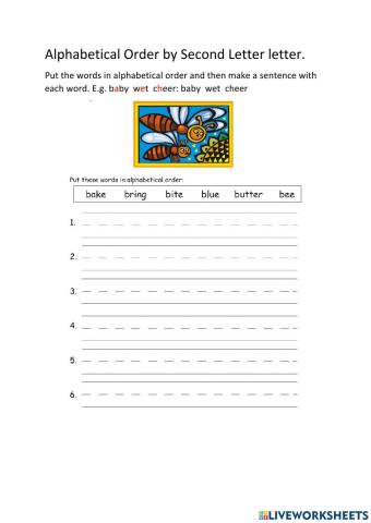 Alphabetical Order with the Second Letter.