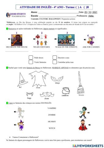 4° ano- inglês - HALLOWEEN - 25-10-21
