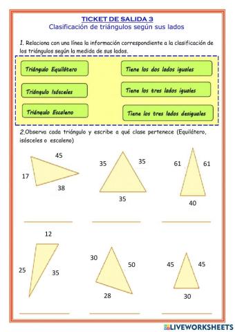 Clasificación de triángulos según la medida de sus lados
