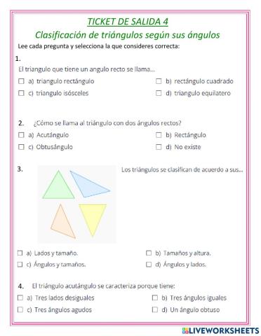 Clasificación de triángulos según la medida de sus ángulos