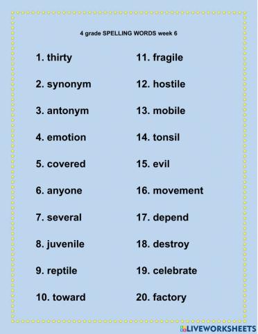 Spelling words