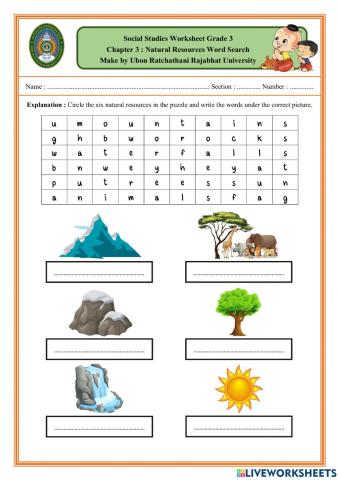 Natural Resources Word Search