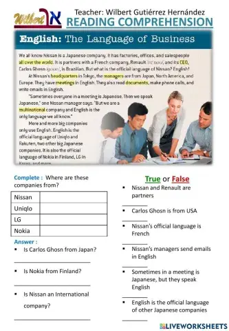 Reading Compreension