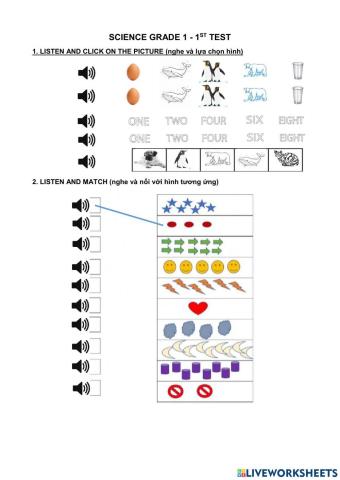 1st TEST - SCIENCE GRADE 1