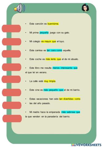 grados del adjetivo práctica