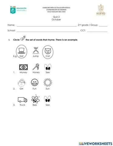 Quizz 3rd grade october