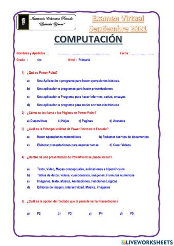 Examen Computación 4to Prim