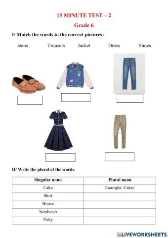 15-minute test 2 - grade 6