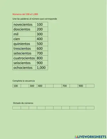 Numeros del 100 al 1,000