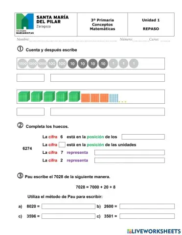 Numeración 4 cifras