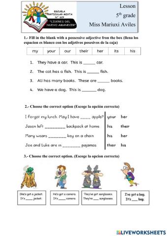 Adjectives possessive