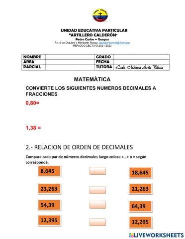 OPERACIONES CON DECIMALES
