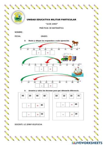 Restas en la semirrecta numérica