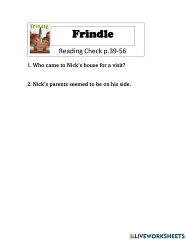 Frindle Reading Check p.39-56