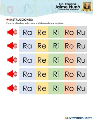 Silaba Rr y su vocal