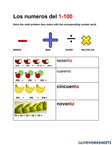 Los numeros del 1-100 Gr. 5