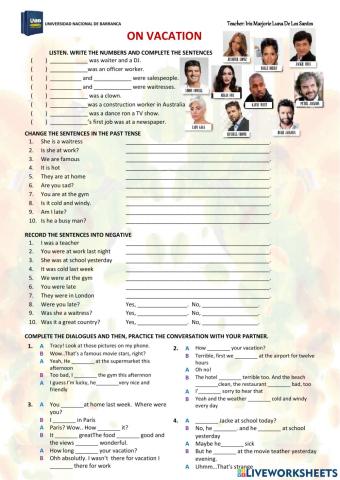 Simple past to be- was were