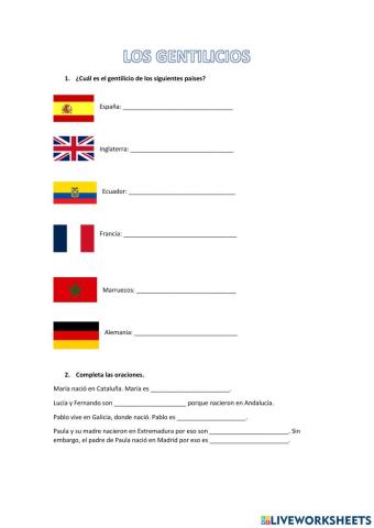 Los gentilicios