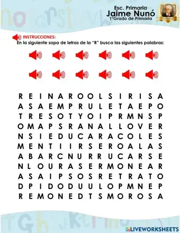 Sopa de letras, letra r y rr