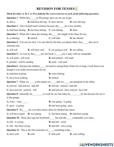 Revision for tenses 1