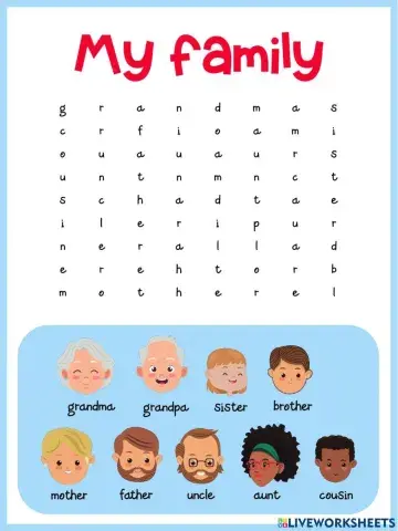 Family Members Wordsearch