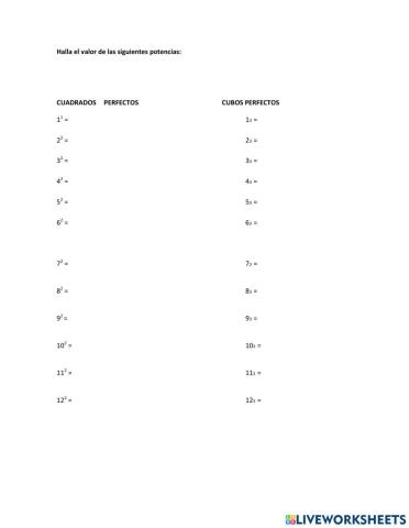 Cuadrados y Cubos Perfectos
