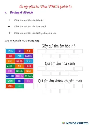 Phiếu ôn tập giữa kì hóa THCS 04