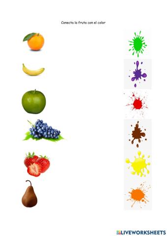 Conecta la fruta con el color