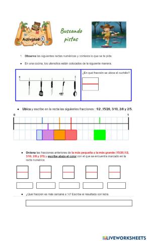 Fracciones, recta numérica y problemas