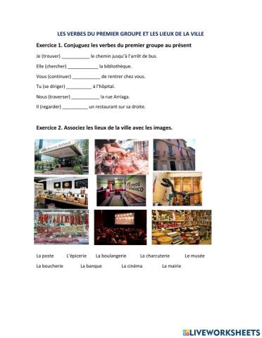 Verbes du premier groupe et les lieux de la ville