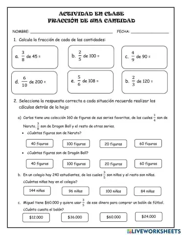 Fracción de una cantidad