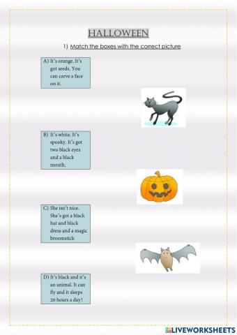 Halloween matching exercise