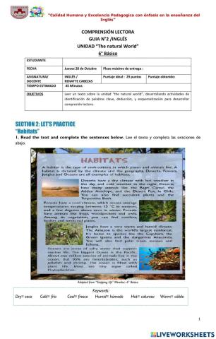 The natural World Reading