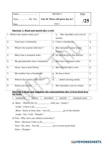 Engllish 5 unit 11 test 3